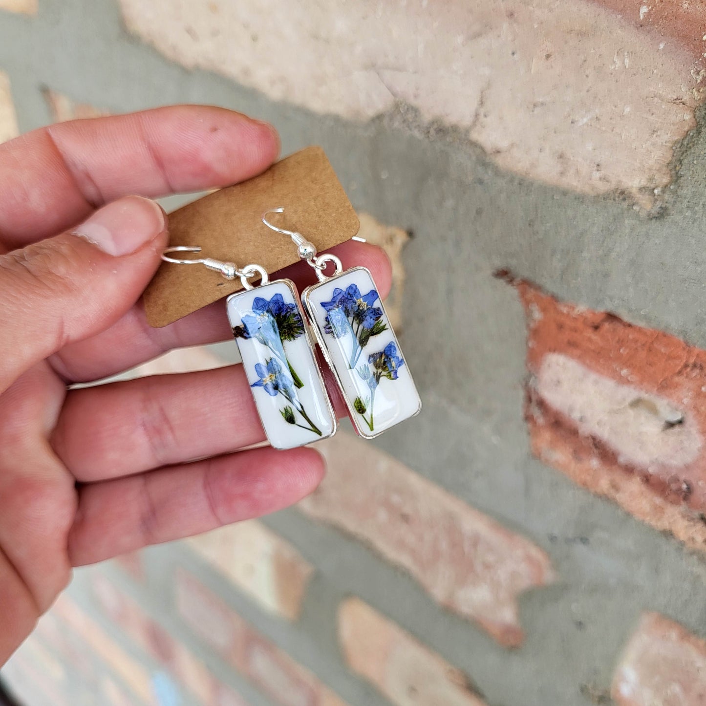 Real forget me not earrings, real flower jewelry, resin earrings, something blue, gift for friend, best friend gift, gift idea friend