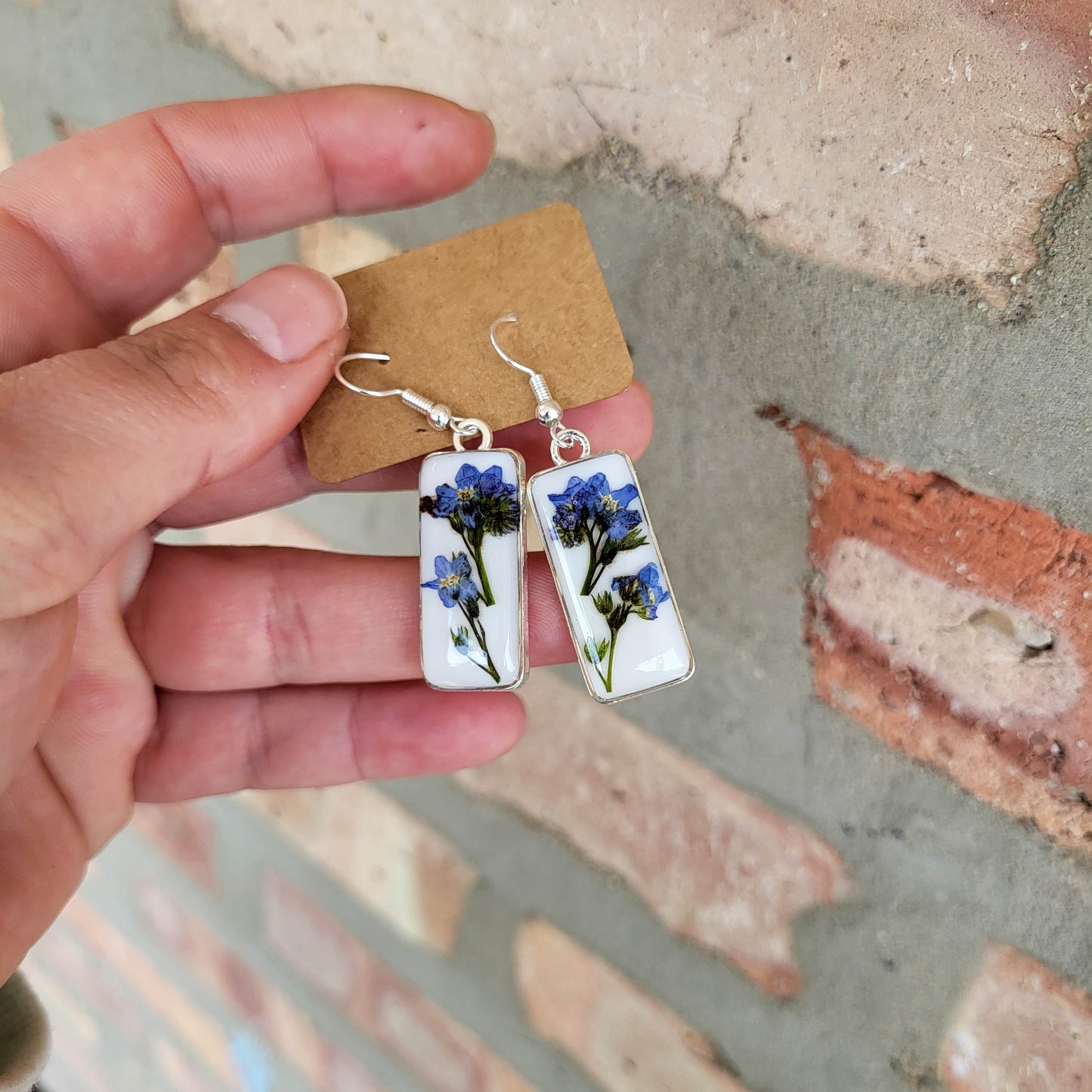 Real forget me not earrings, real flower jewelry, resin earrings, something blue, gift for friend, best friend gift, gift idea friend