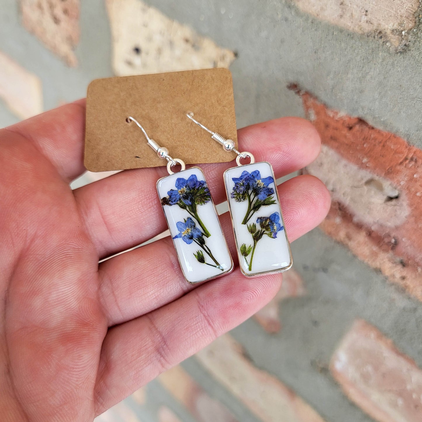 Real forget me not earrings, real flower jewelry, resin earrings, something blue, gift for friend, best friend gift, gift idea friend