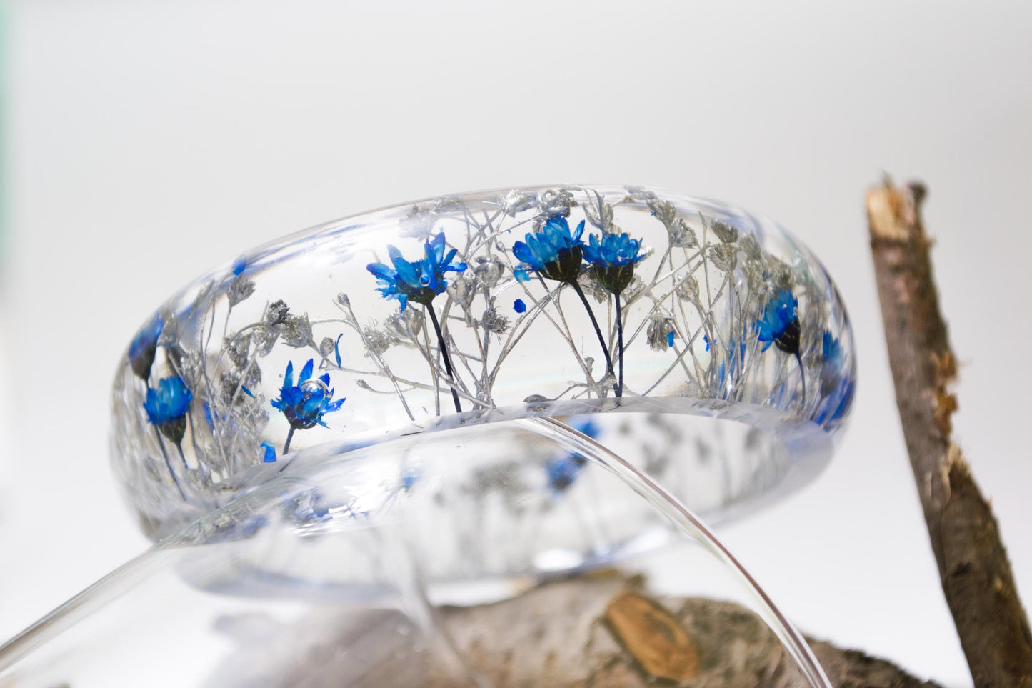 Unique gift for her, pressed flower jewelry, flower bracelet, navy and silver jewelry, flower jewelry, unique jewelry gifts, handmade gift