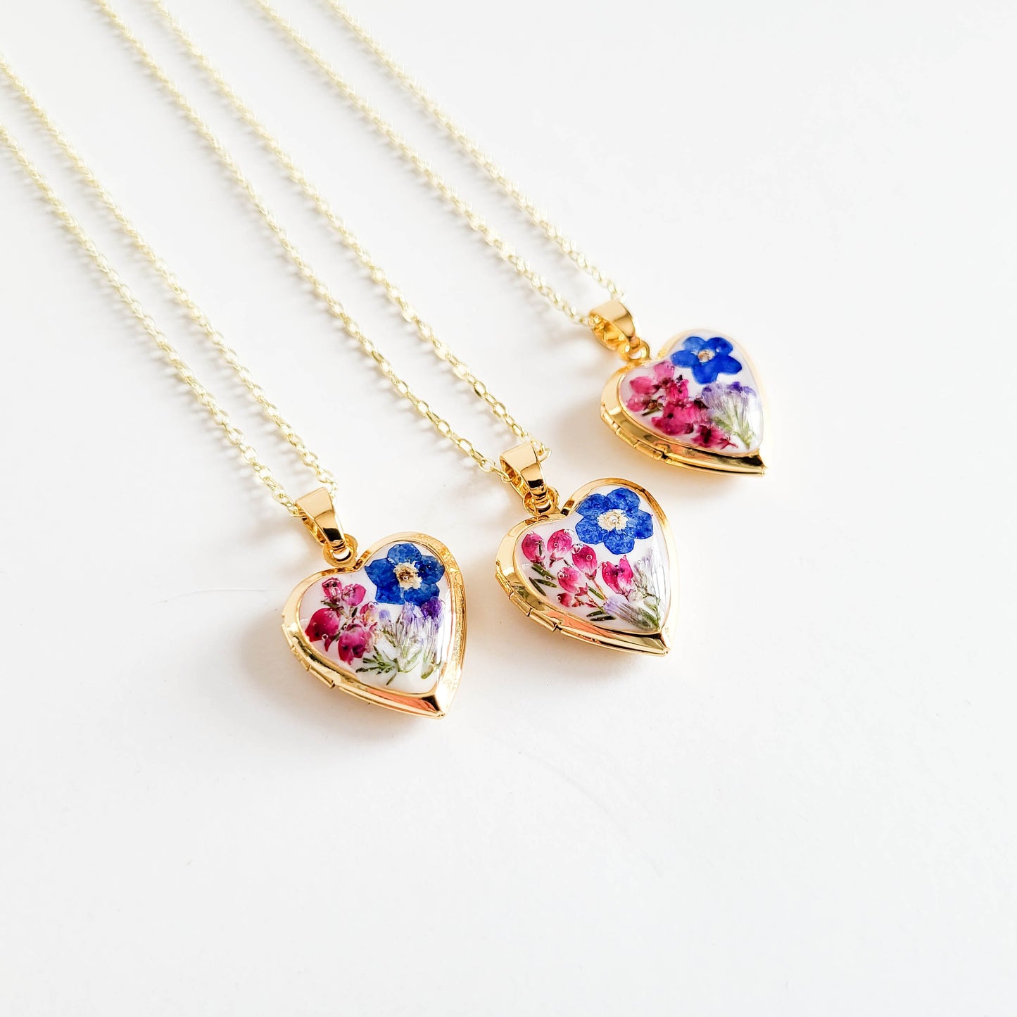Mini heart locket necklace, forget me not necklace, custom charm necklace, personalized photo locket, gift for her, for mom, for wife