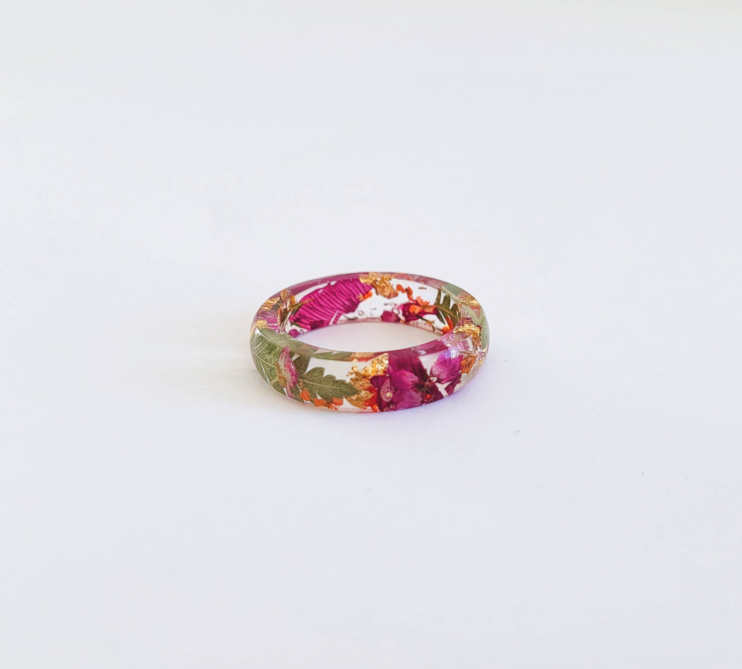 Resin ring, pressed flower ring, handmade gift for her, birthday gift, resin ring band