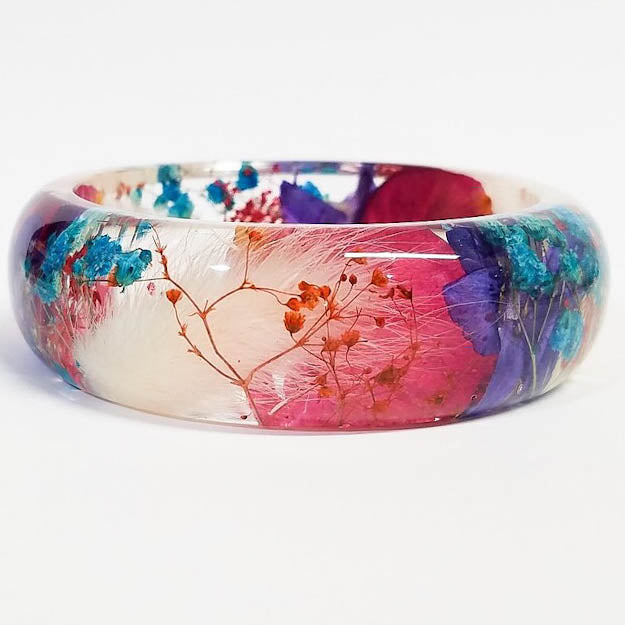 Resin bangle bracelet, real flower bracelet, real flower jewelry bangle, resin jewelry, pressed flower jewelry, flower bangle, nature gifts