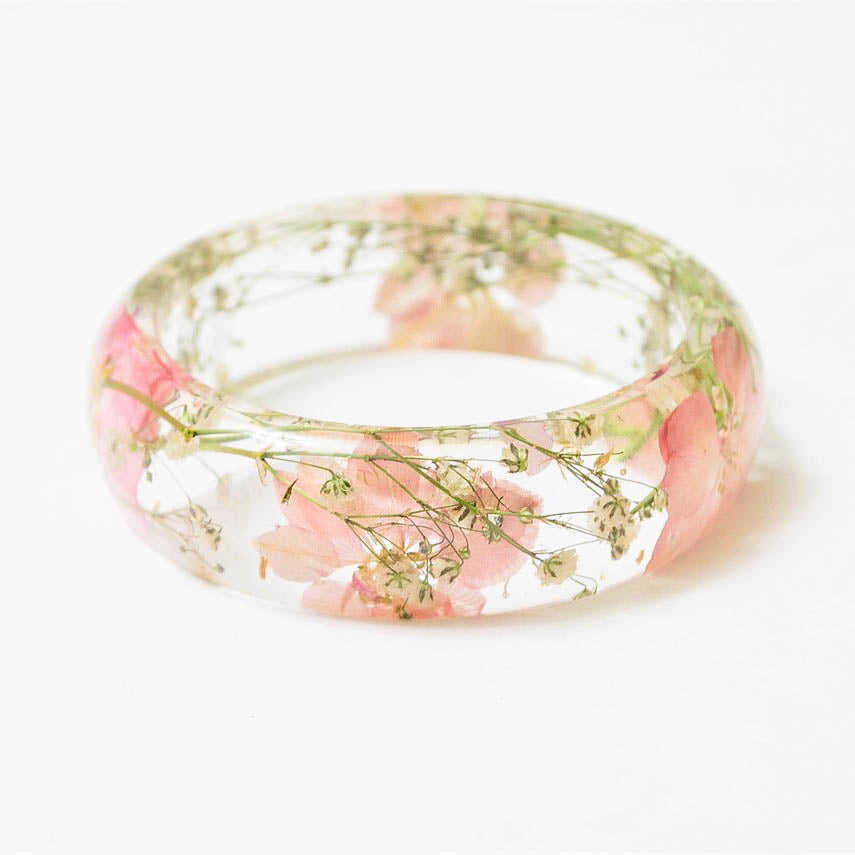 Pressed flower bracelet, real flower bangle, real flower jewelry, plant bracelet, handmade jewelry, unique gift for her, handmade gift