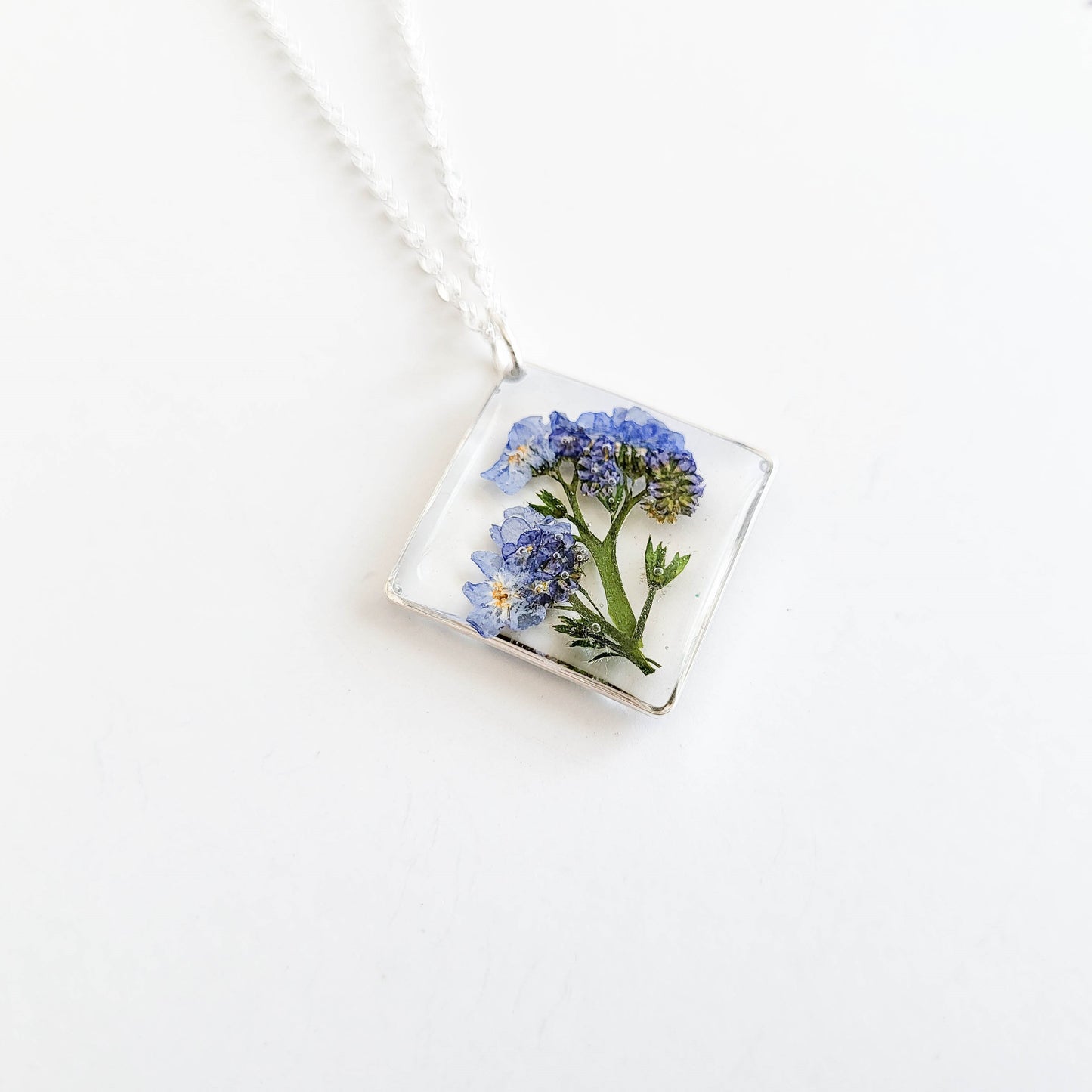 Forget me not resin flower necklace, something blue, botanical necklace, real flower necklace, plant necklace, dried flower jewelry, gift