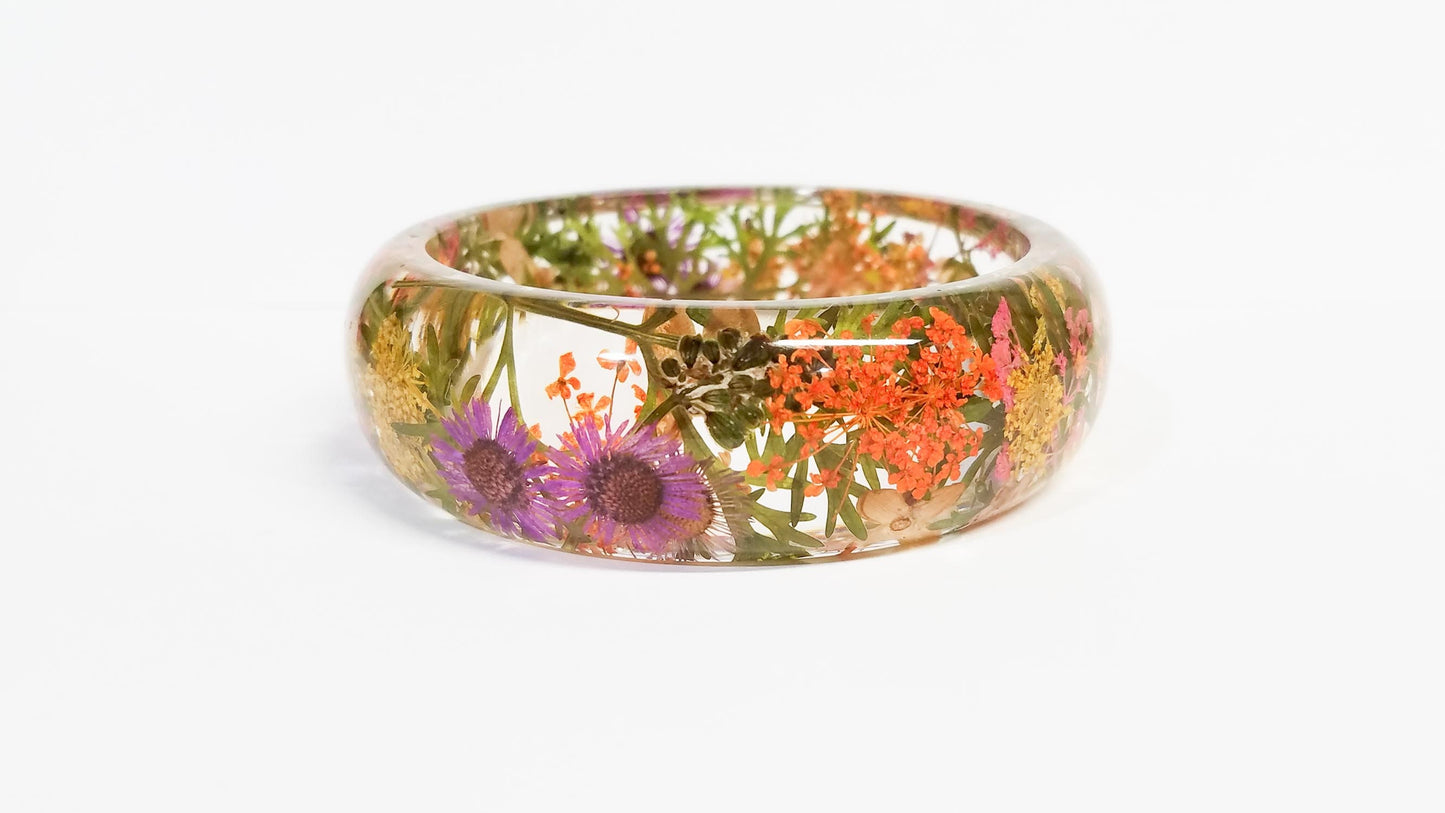 Unique gift for mom, mother's day gift, pressed flower bangle, real flower bracelet, nature jewelry, pressed flower jewelry, nature inspired