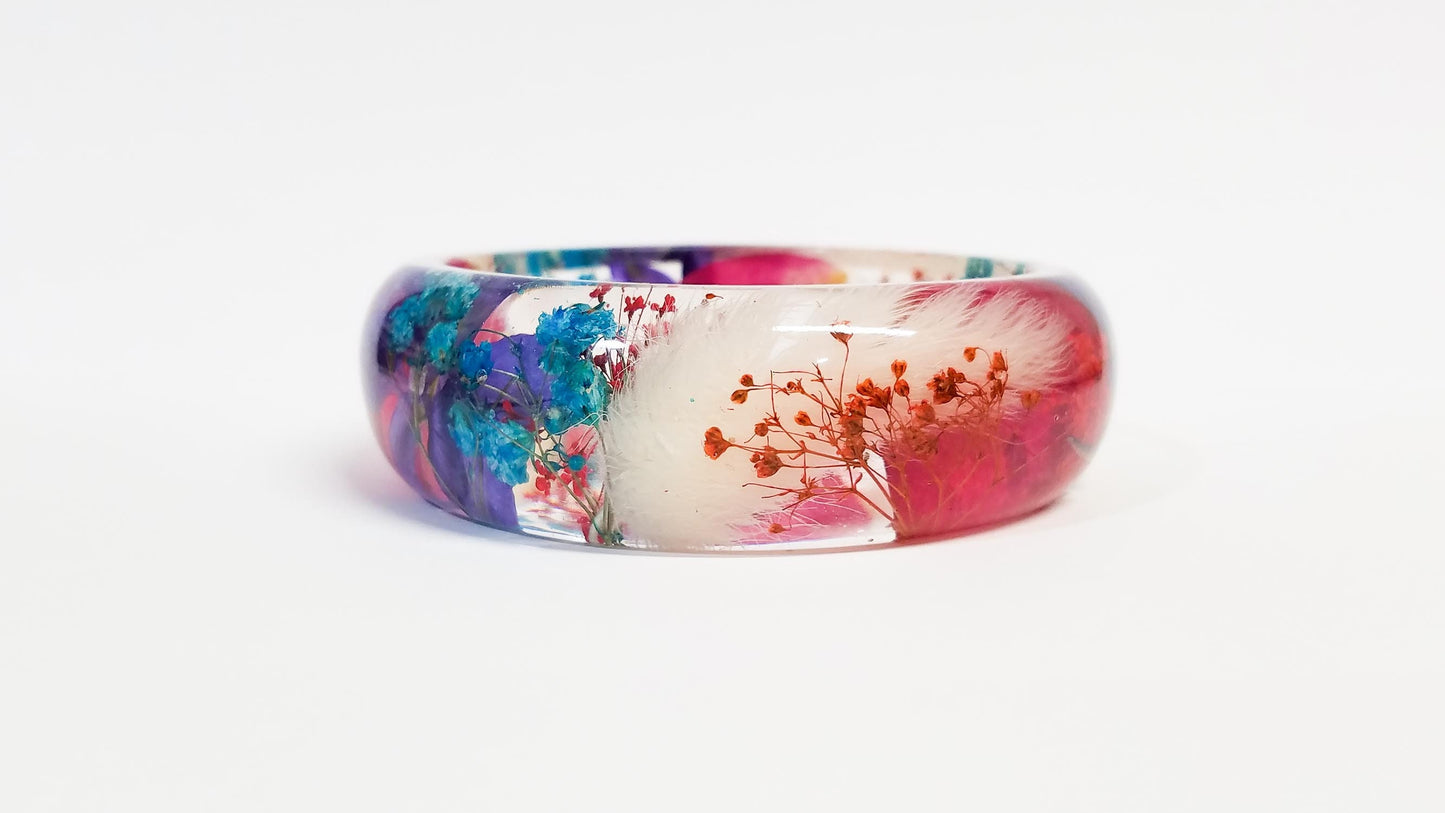 Resin bangle bracelet, real flower bracelet, real flower jewelry bangle, resin jewelry, pressed flower jewelry, flower bangle, nature gifts