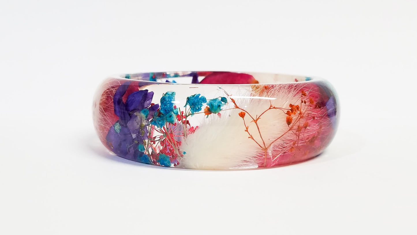 Resin bangle bracelet, real flower bracelet, real flower jewelry bangle, resin jewelry, pressed flower jewelry, flower bangle, nature gifts