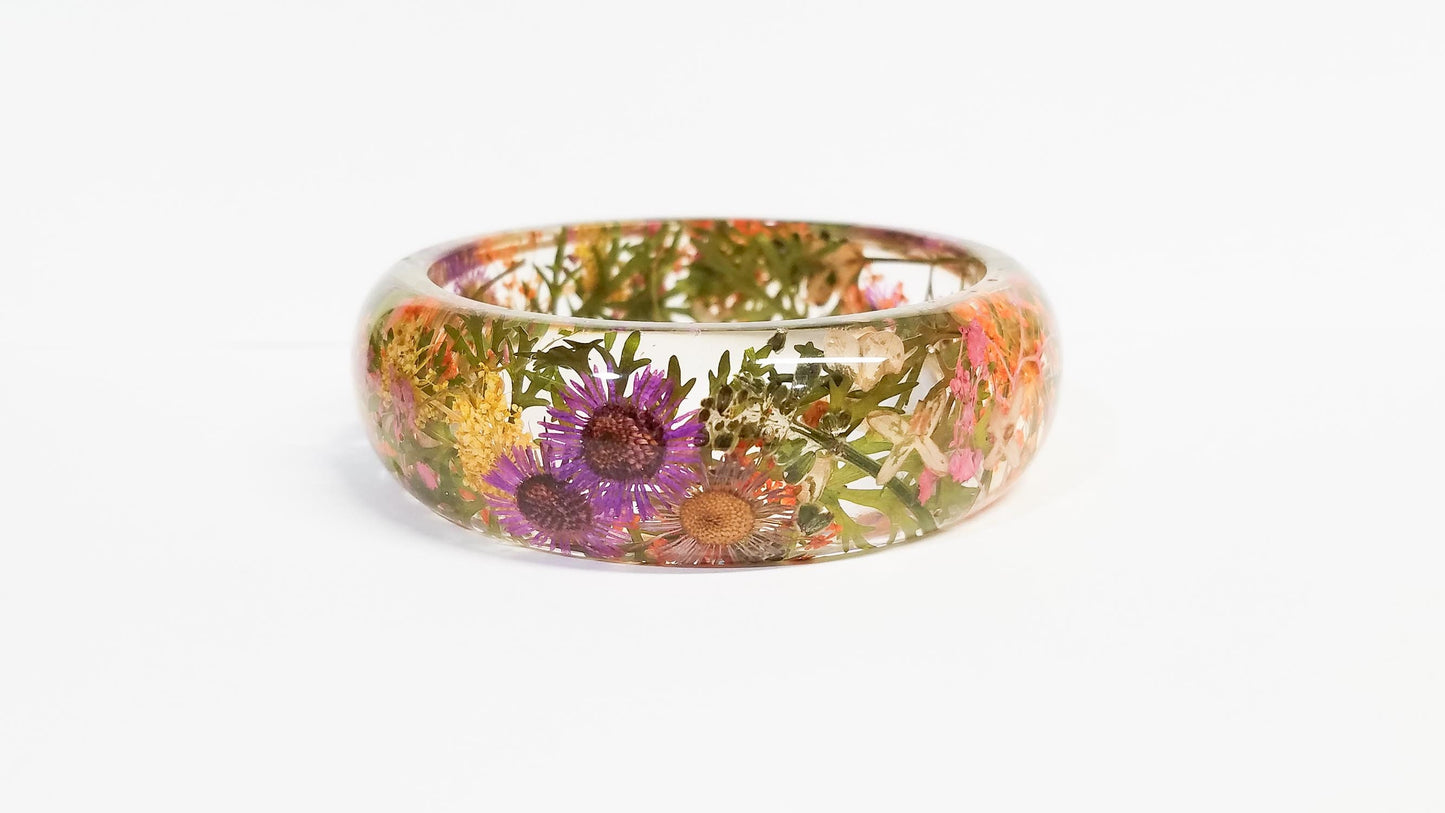 Unique gift for mom, mother's day gift, pressed flower bangle, real flower bracelet, nature jewelry, pressed flower jewelry, nature inspired