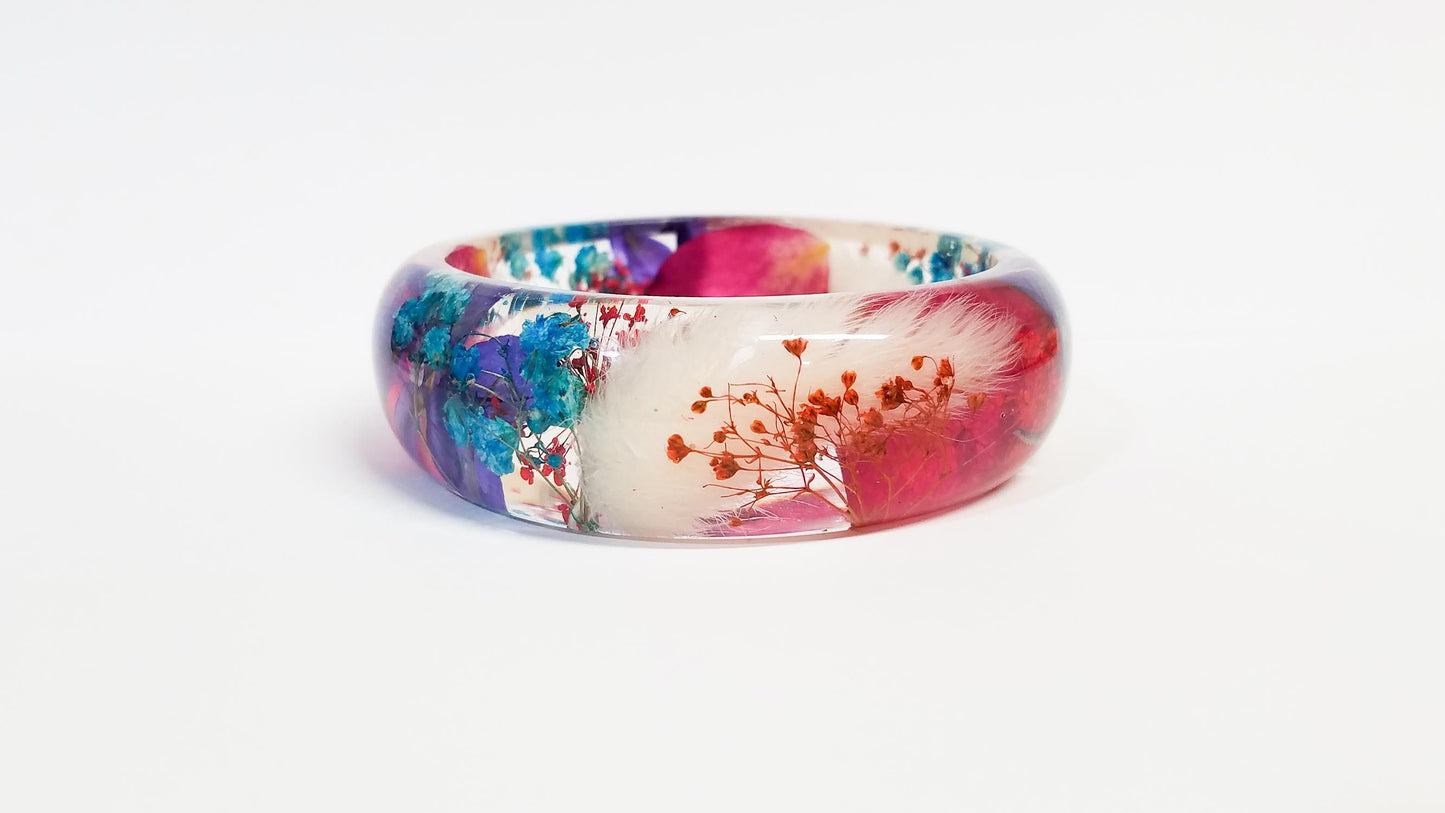 Resin bangle bracelet, real flower bracelet, real flower jewelry bangle, resin jewelry, pressed flower jewelry, flower bangle, nature gifts